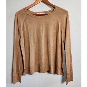 Zara lightweight, long-sleeved sweater / knit top in a tan or camel color